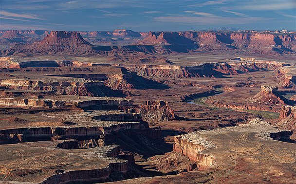 Green River Overlook at Island in the Sky, Canyonlands National Park — Ekker Butte upper left, Turks Head to the right